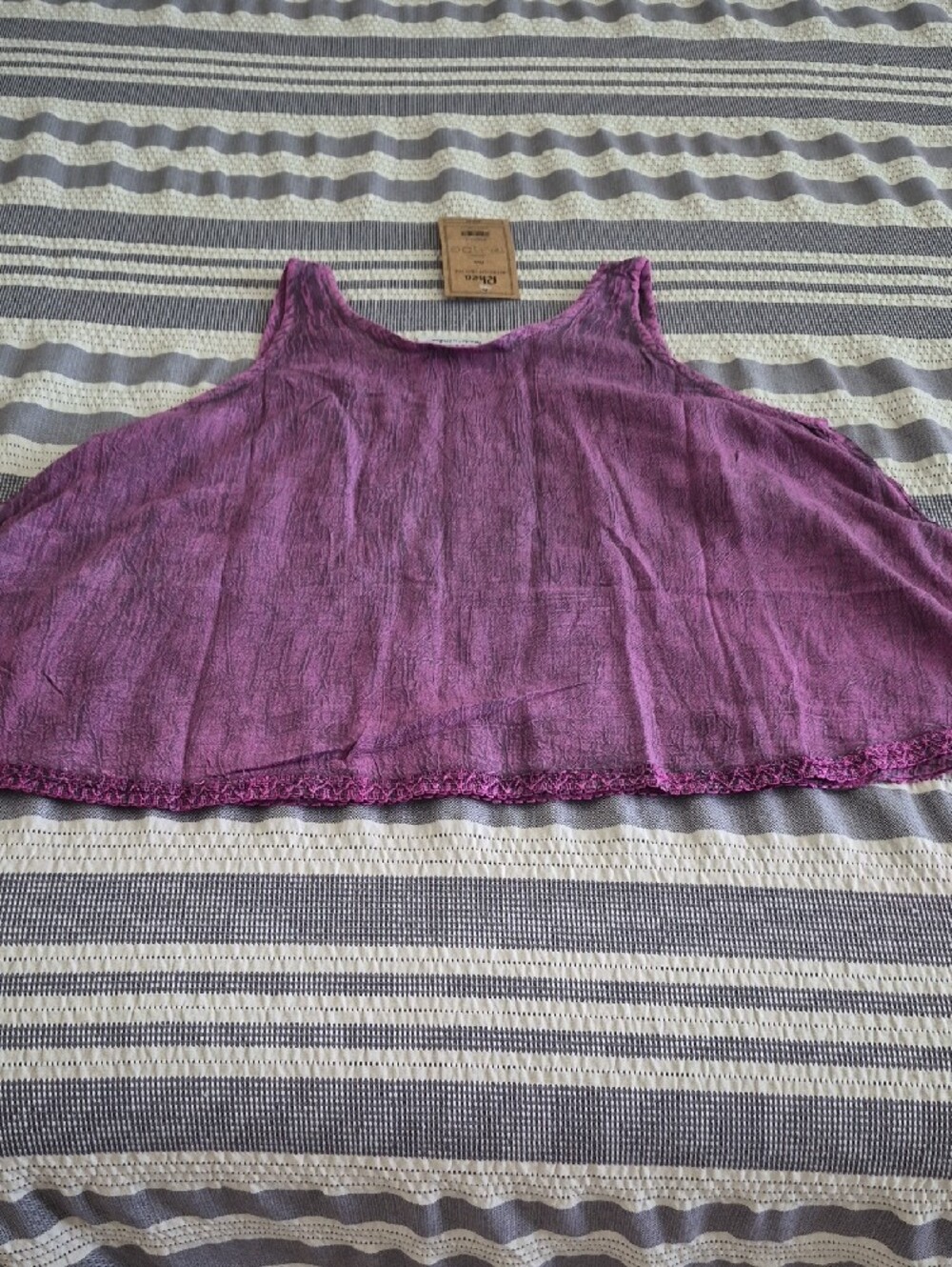 Rhea Costa Purple Embroidered Cotton Tank Top - Picture 3 of 3